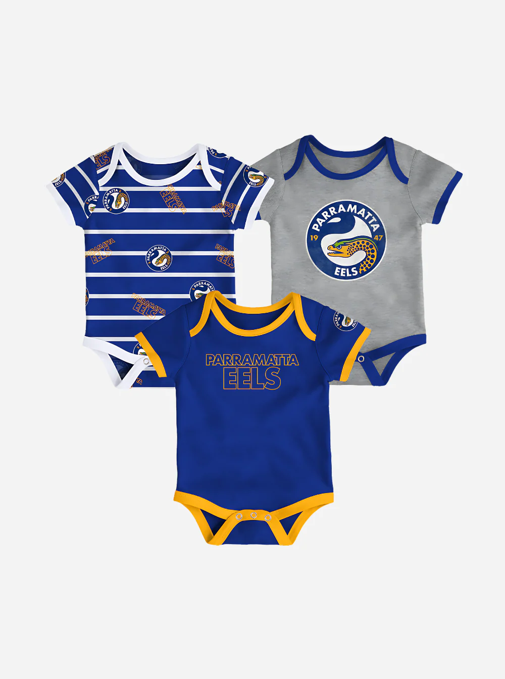 Parramatta Eels Baby Romper 3 Pack